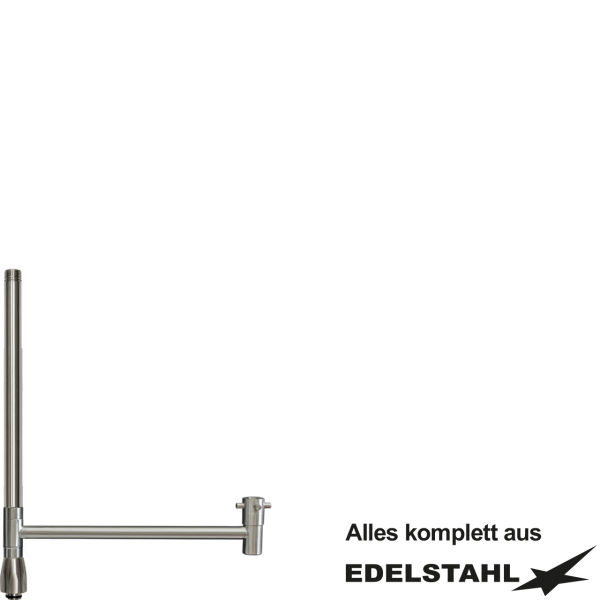 Standrohr-Baugruppe F mit Adapter, Ventil, Auslauf gerade VA L350 mm