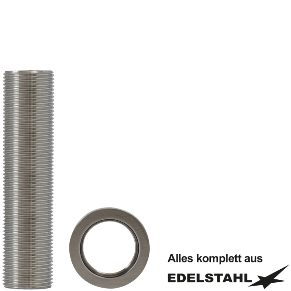 Stutzen-Set 1/2" mit Rosette ohne Bef.-Satz Edelstahl