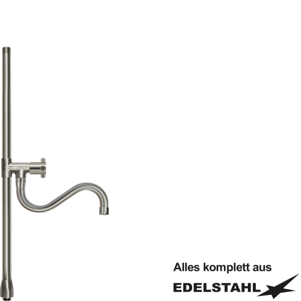 Standrohr-Baugruppe F mit Adapter, Ventil, Auslauf unten VA L550 mm